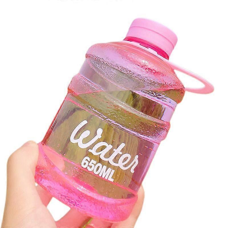 Mini Small Pure Bucket Cup műanyag vizes pohár víz [átlátszó rózsaszín] 650ml egy csésze + csésze kefe