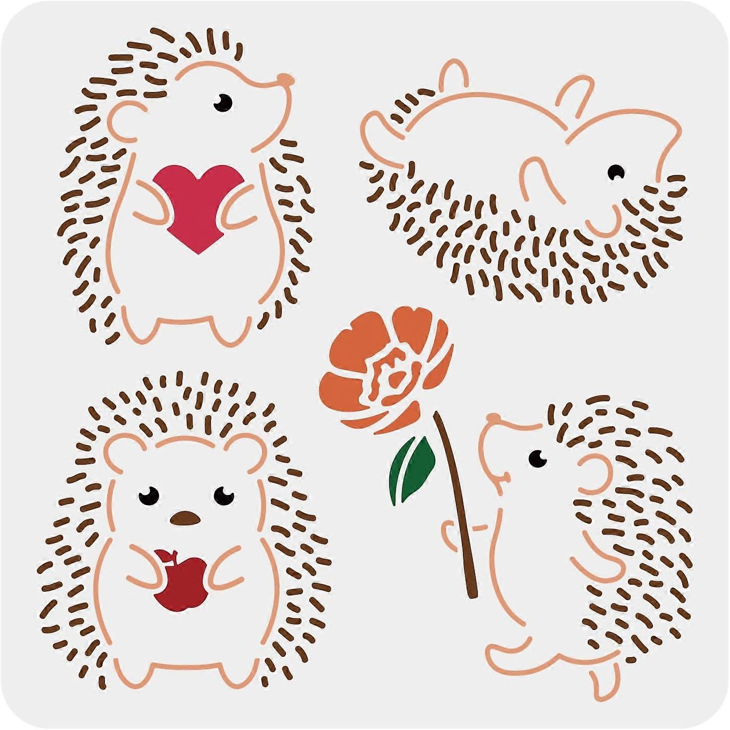 PET Hollow Out Drawing Painting Stencils for DIY Scrapbook Photo Album Hedgehog Pattern 300x300mm