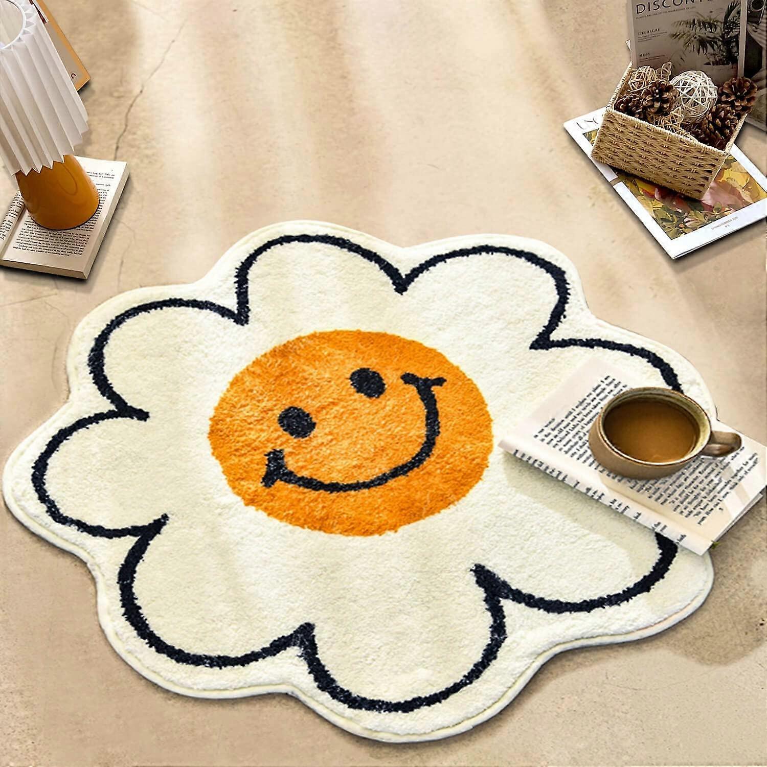 Leuke Badmat Smiley Gezicht Tapijt Badkamer Vloerkleed Zonnebloem Badkamer Decoratie Mat Absorberende Badkuip Mat50x50cm | NL