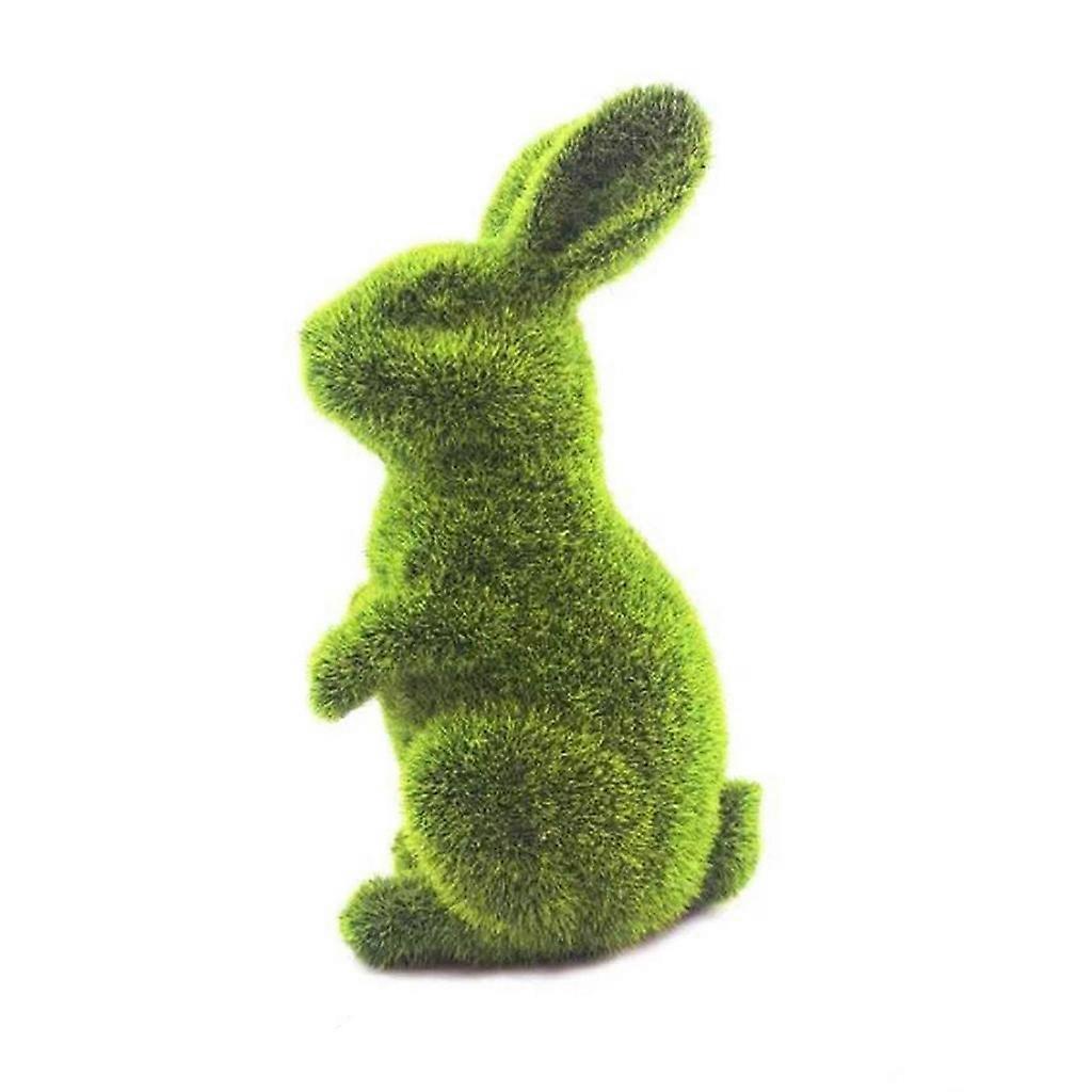 Flocking Rabbit Unique Bunny Statue Ornament Easter Garden Decor Handmade Gift