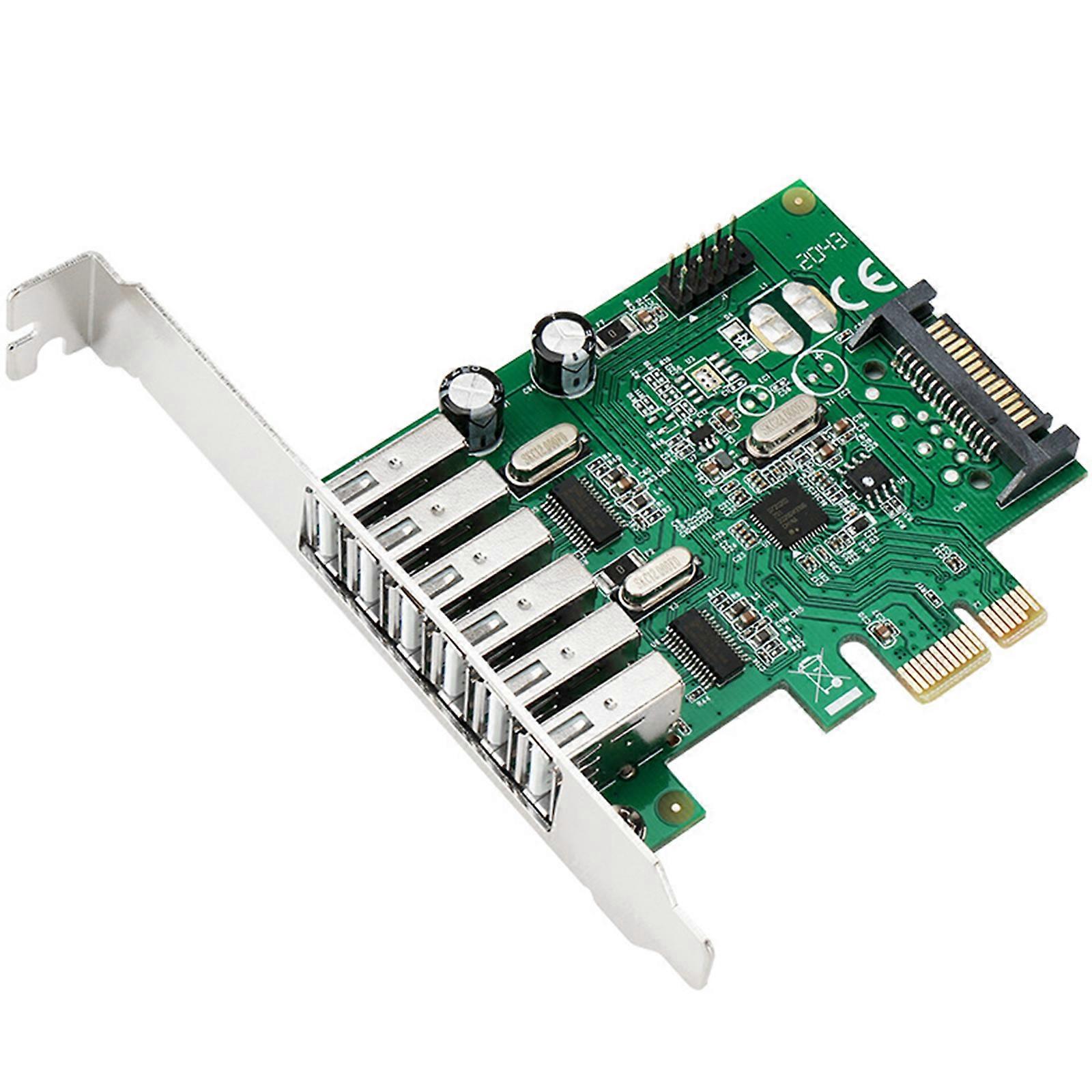 6 porter PCIe-adapter USB 2.0 superrask PCI for ekspress utvidelseskort for skrivebord