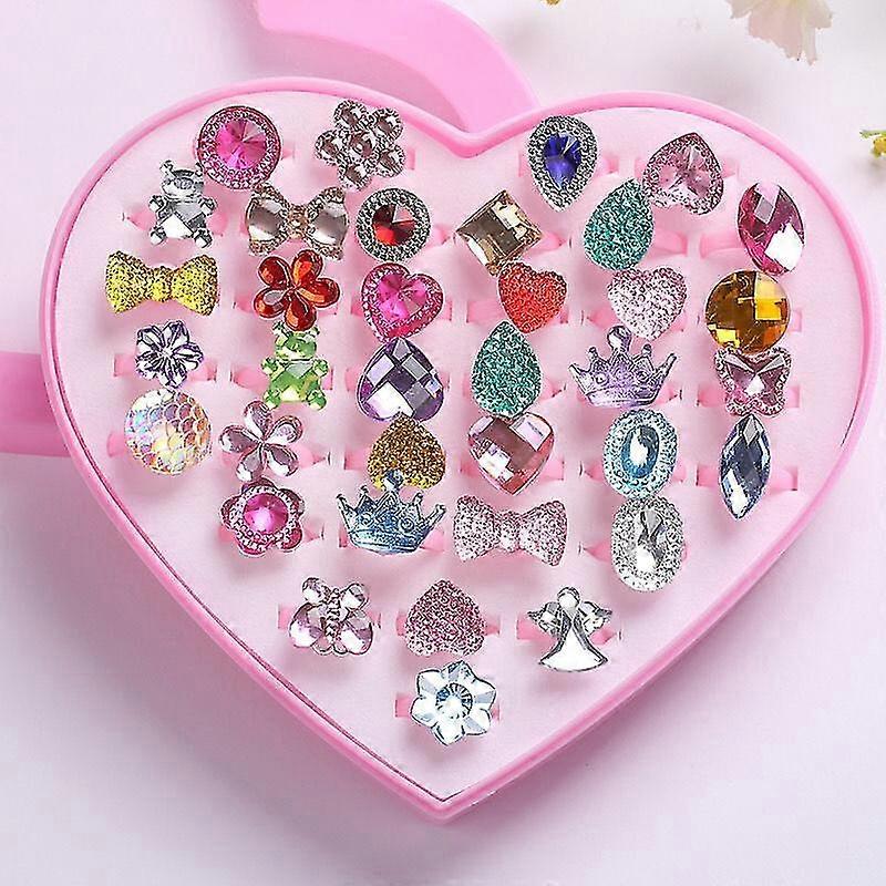 36 stk Barn Ring Barn Diamant Prinsesse Edelsten Ring Smykker-MXBC