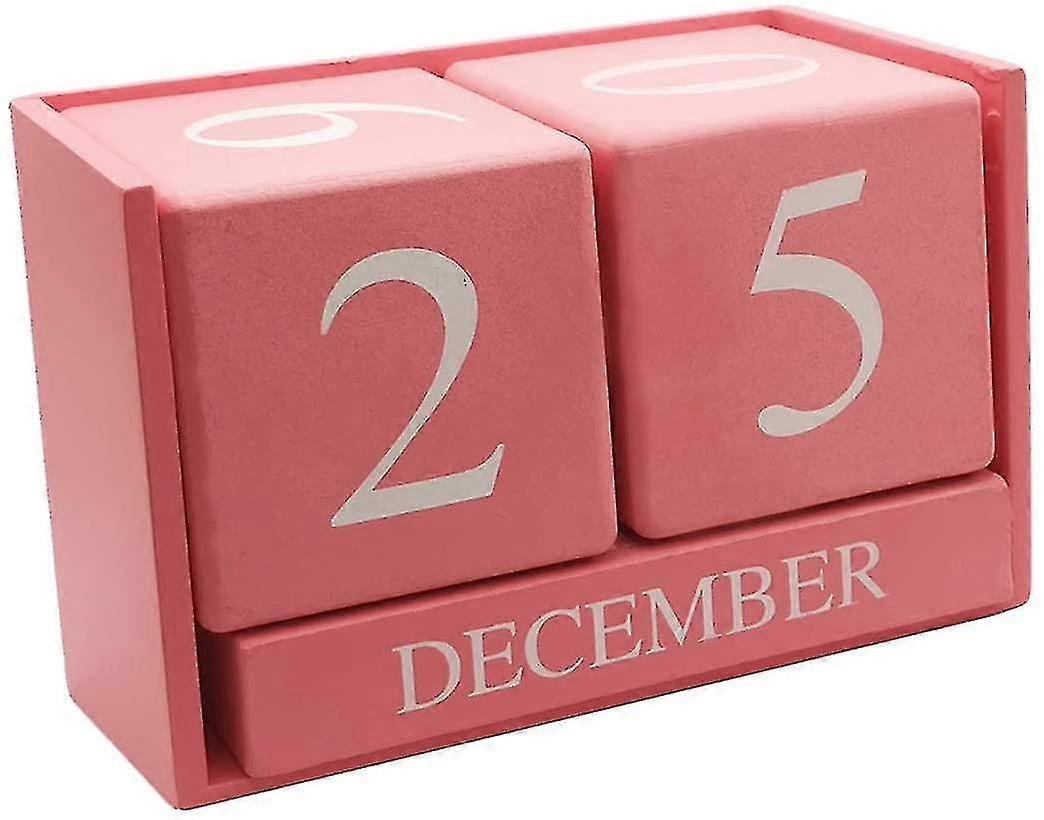 Wooden Desk Blocks Calendar - Perpetual Block Month Date Display Home Office Decoration