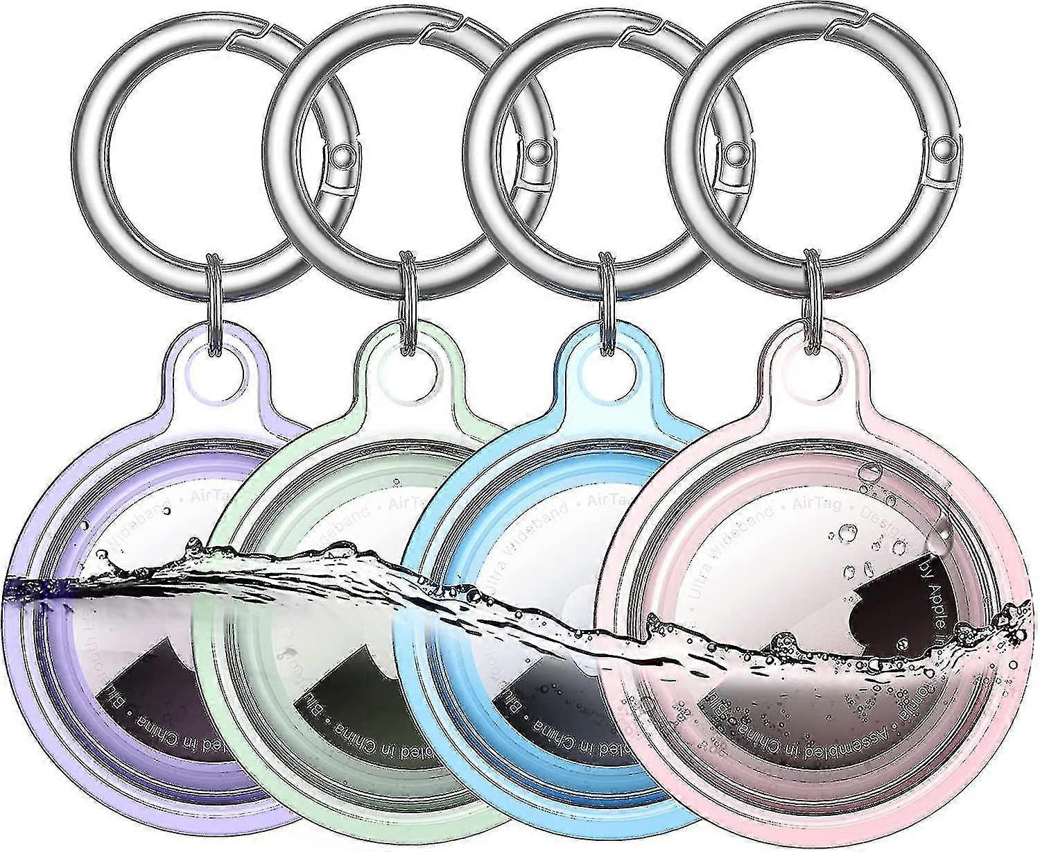 防水エアタグホルダー、4パックアップルエアタグキーホルダー、エアタグケース(4色)