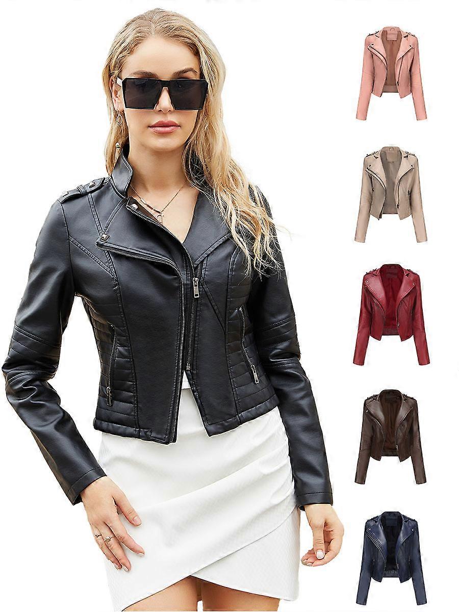 Leather Jacket Womens Casual Zipper