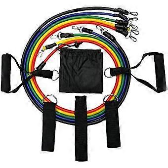11 Piece Resistance Bands Set Gymnastics Band With 5 Resistance Bands, 2 Foam Handles, 2 Ankle Strap