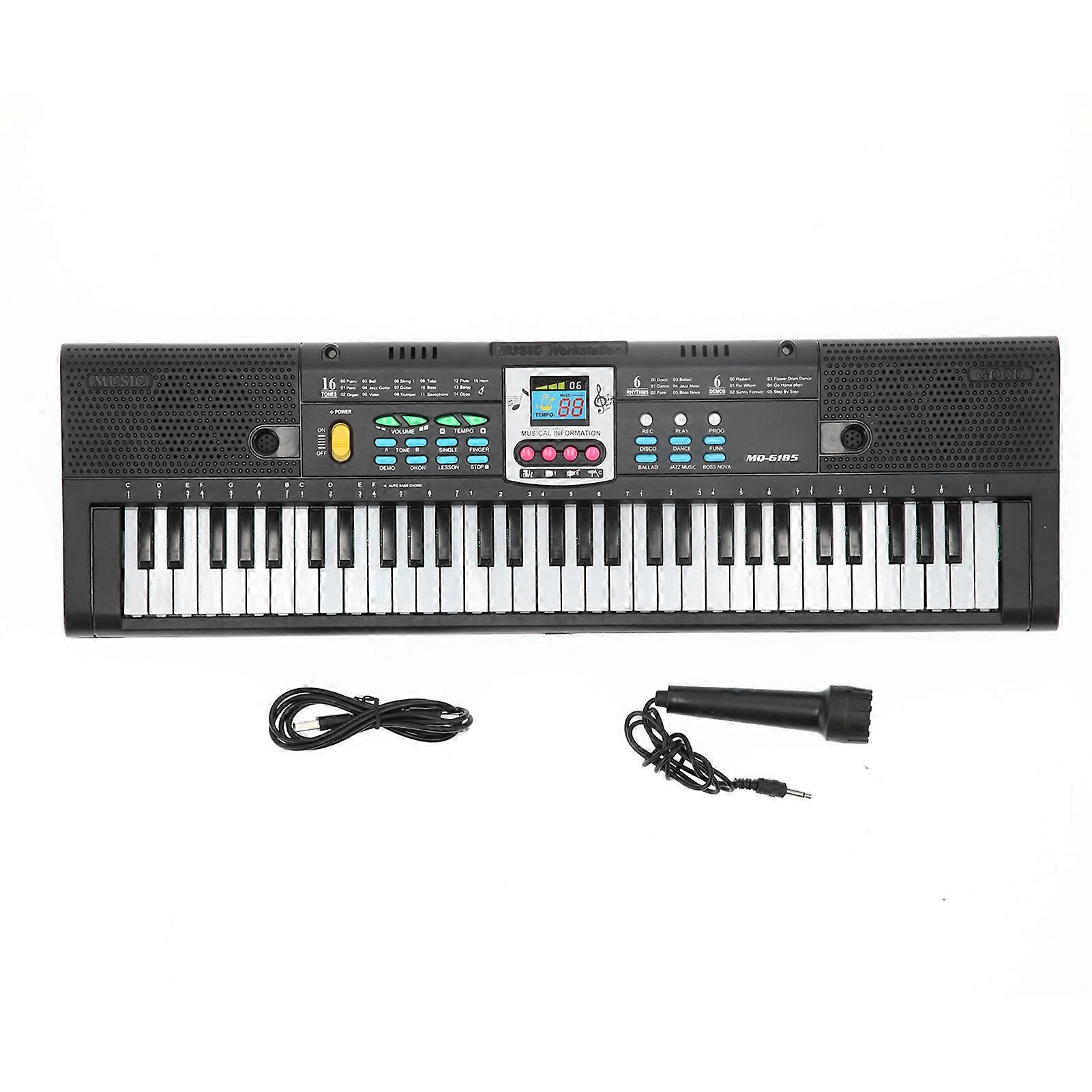 61Key Mini Electric Piano Black MultiFunctional Studio Toy with Microphone for Beginner