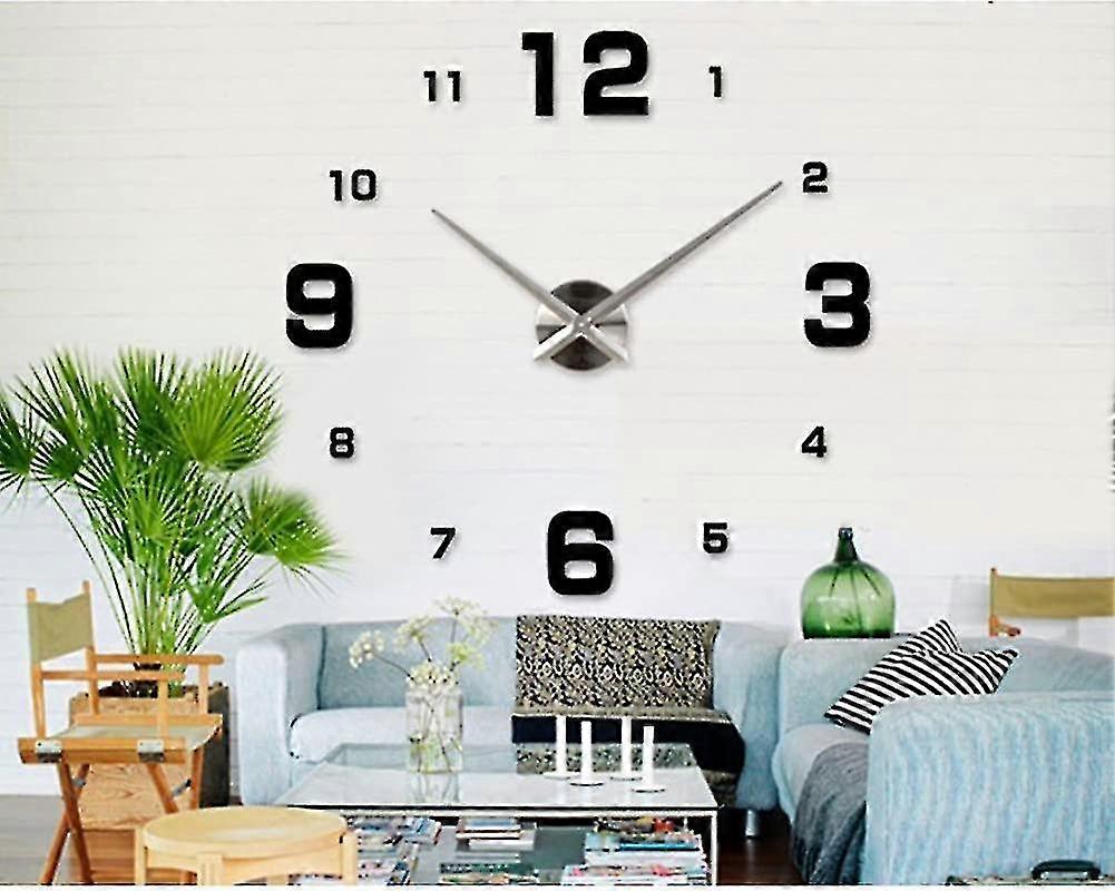 Diy 3d Wall Clock Decoration Clock Large Wall Clock 3d Mirror Surface Large
