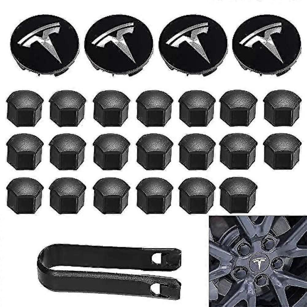 Radkappe Kit, Rad Stollenmutter Abdeckungen Modell 3 Radkappe Kit mit Tesla Logo Nabe Mitte Abdeckung Mutter Abdeckung