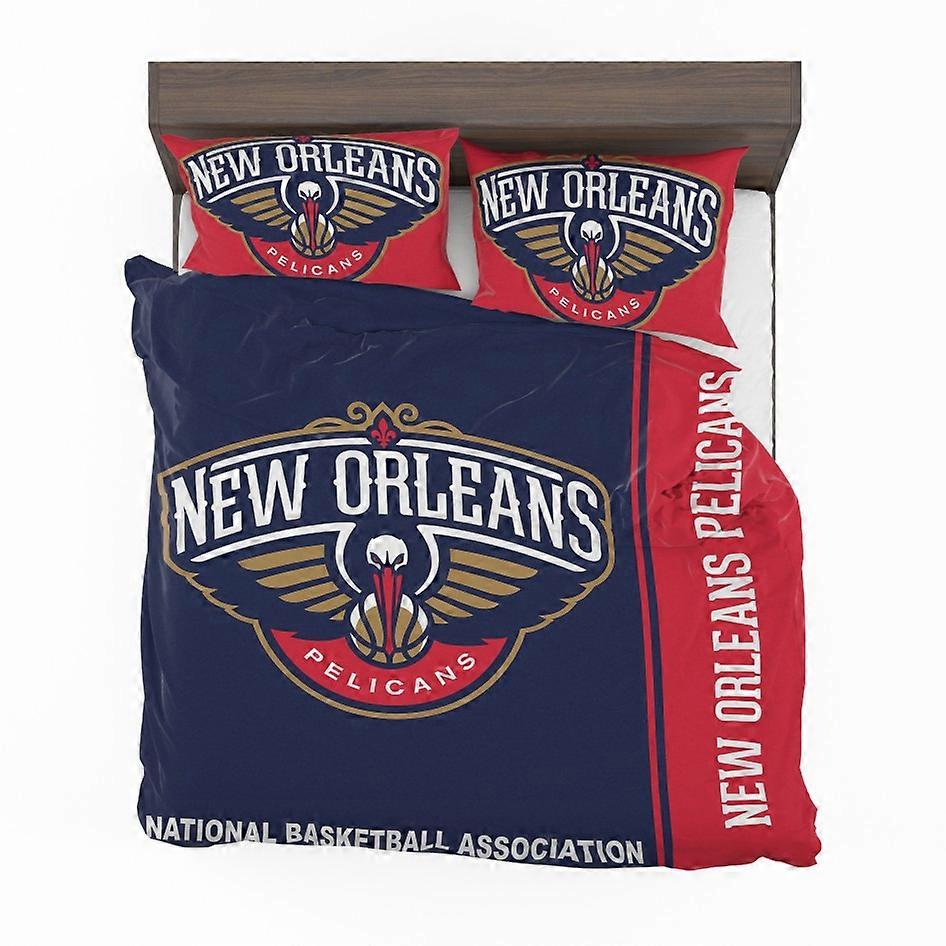 v4457 Lençóis New Orleans Pelicans NBA Basquete Capa de Edredão Conjunto Doona Capa Lençóis IU4457