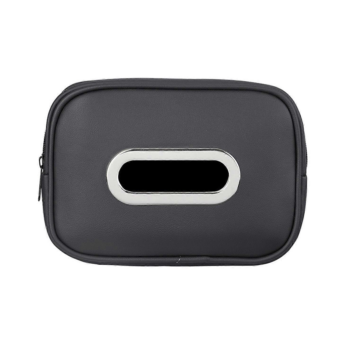 Car Tissue Holder Storage Box Zipper Closure Solid Color Easy to Clean Hanging Paper Towel Storage