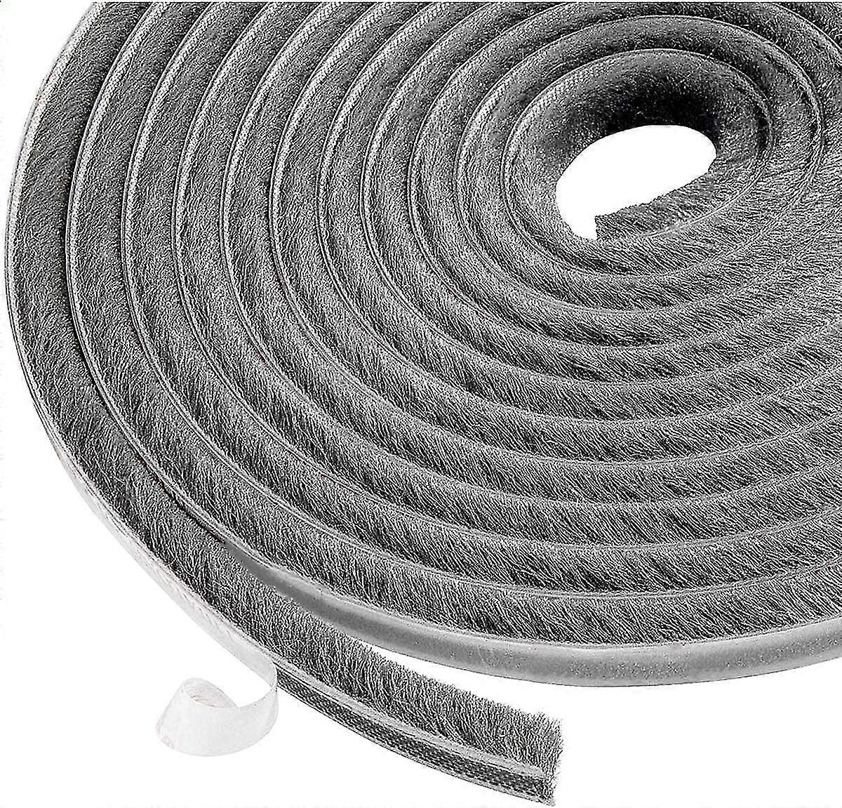6m Brush Strip, Windproof And Dustproof Self Adhesive Adhesive Brush Seal For Movable Windows And Doors, 9mm Width X 9mm Height, Gray