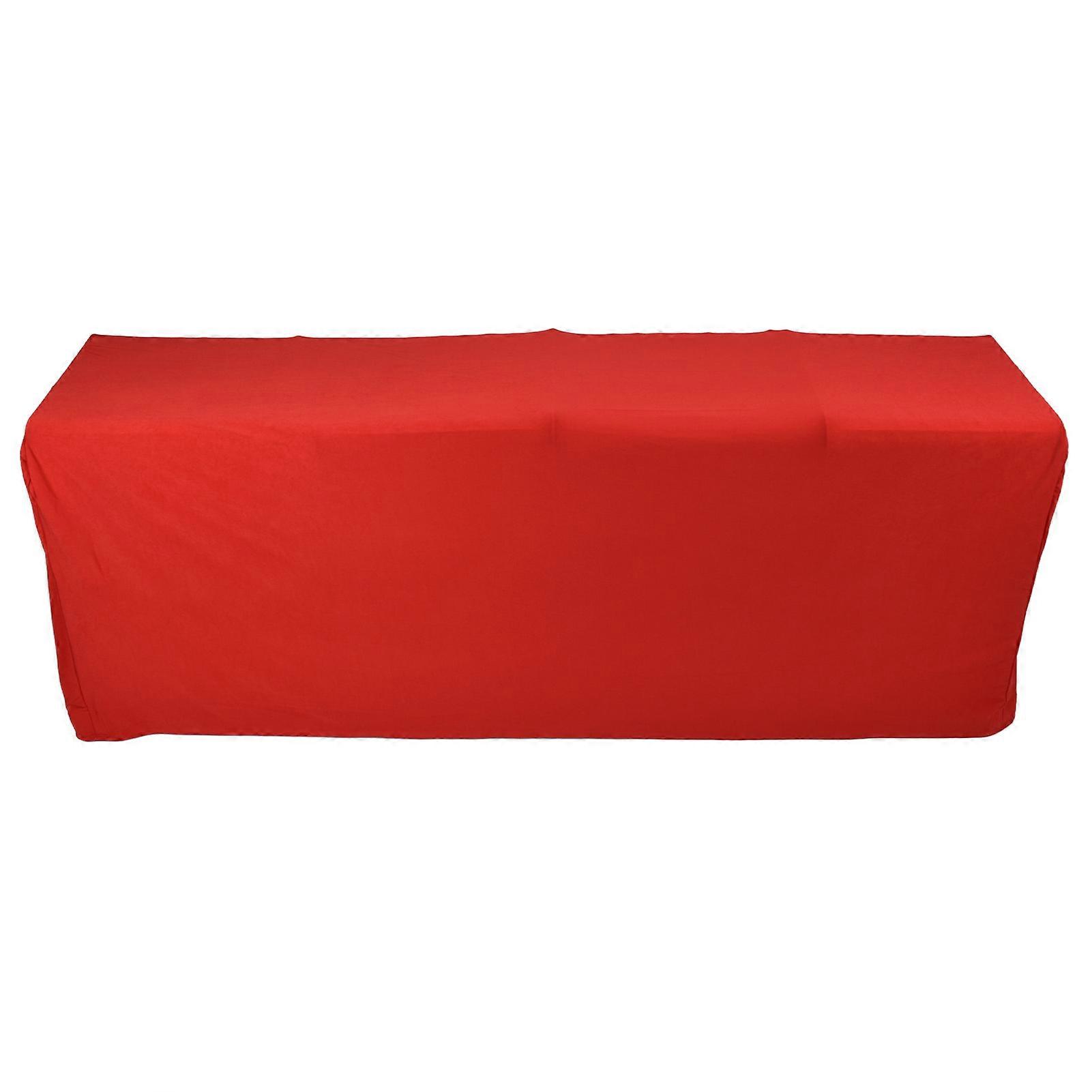 Stretch Spandex Table Cover Good Elasticity Washable Reusable Red Stretchable Tablecloth with 4 Pockets for Wedding Party6FT(183x76x76cm)