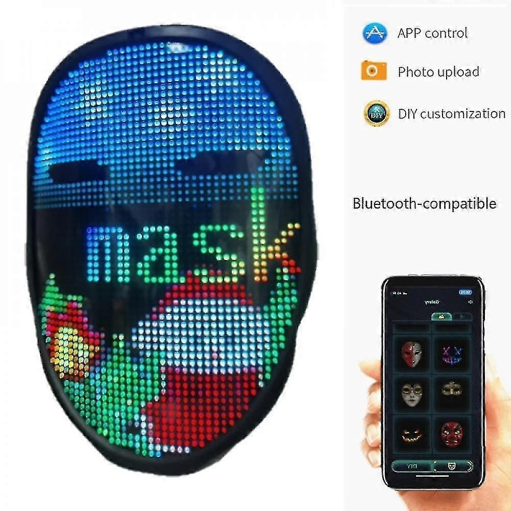 Halloween Bluetooth Led Display Full-color Face-changing Glowing Mask