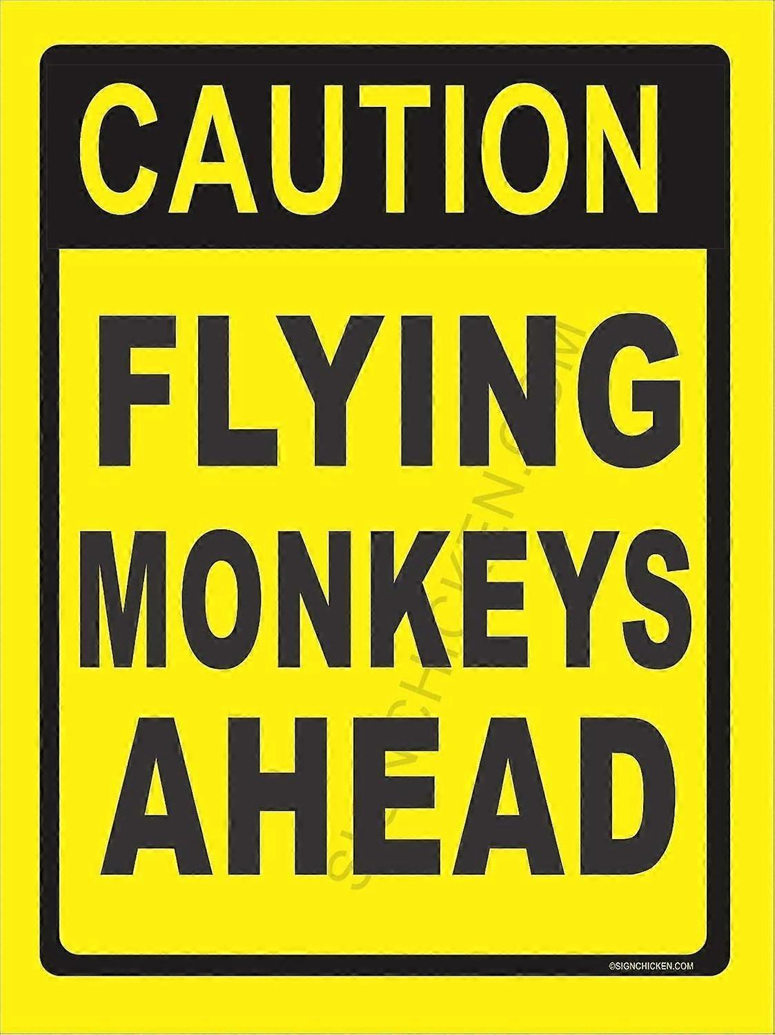 Caution Flying Monkeys Tin Metal Sign Funny Sign