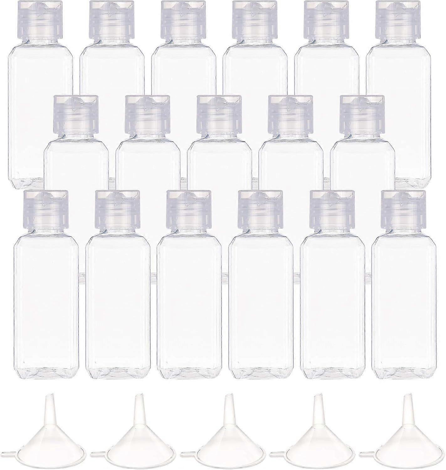 24 Pack Travel Bottles Empty Squeeze Bottles with Flip Cap 50mL/1.7oz Clear Plastic Bottle Set with 10pcs Funnel Hoppers and 3 Sheet Sticker Labels