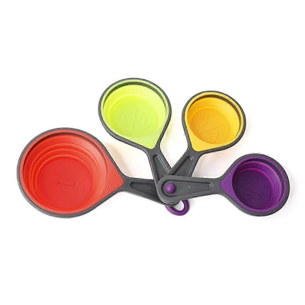 Silicone Telescopic Measuring Cup 4-piece Set, Multi-function Graduated Measuring Cup, Suitable For Kitchen Cooking And BakingMulticolour