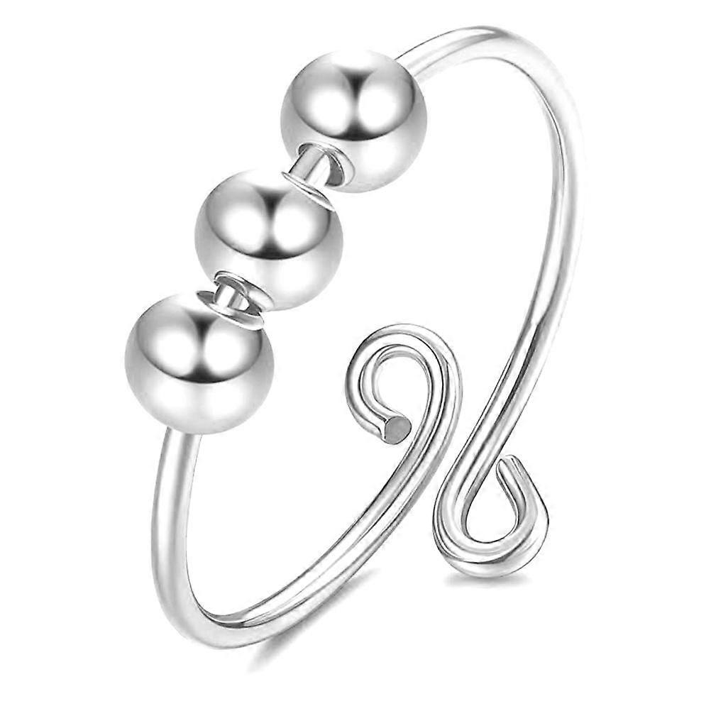 Sterling Silver Spinning Ring, Anxiety Relief Adjustable Jewelry