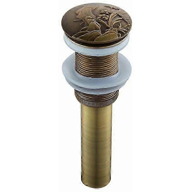 Automatischer Push-Open-Becken-Ablaufstopfen für Waschbecken, Antik-Messing-Klick-Klack-Pop-up-Ablaufstopfen ohne Überlauf, Ablaufsystem Universal-Badaccessor