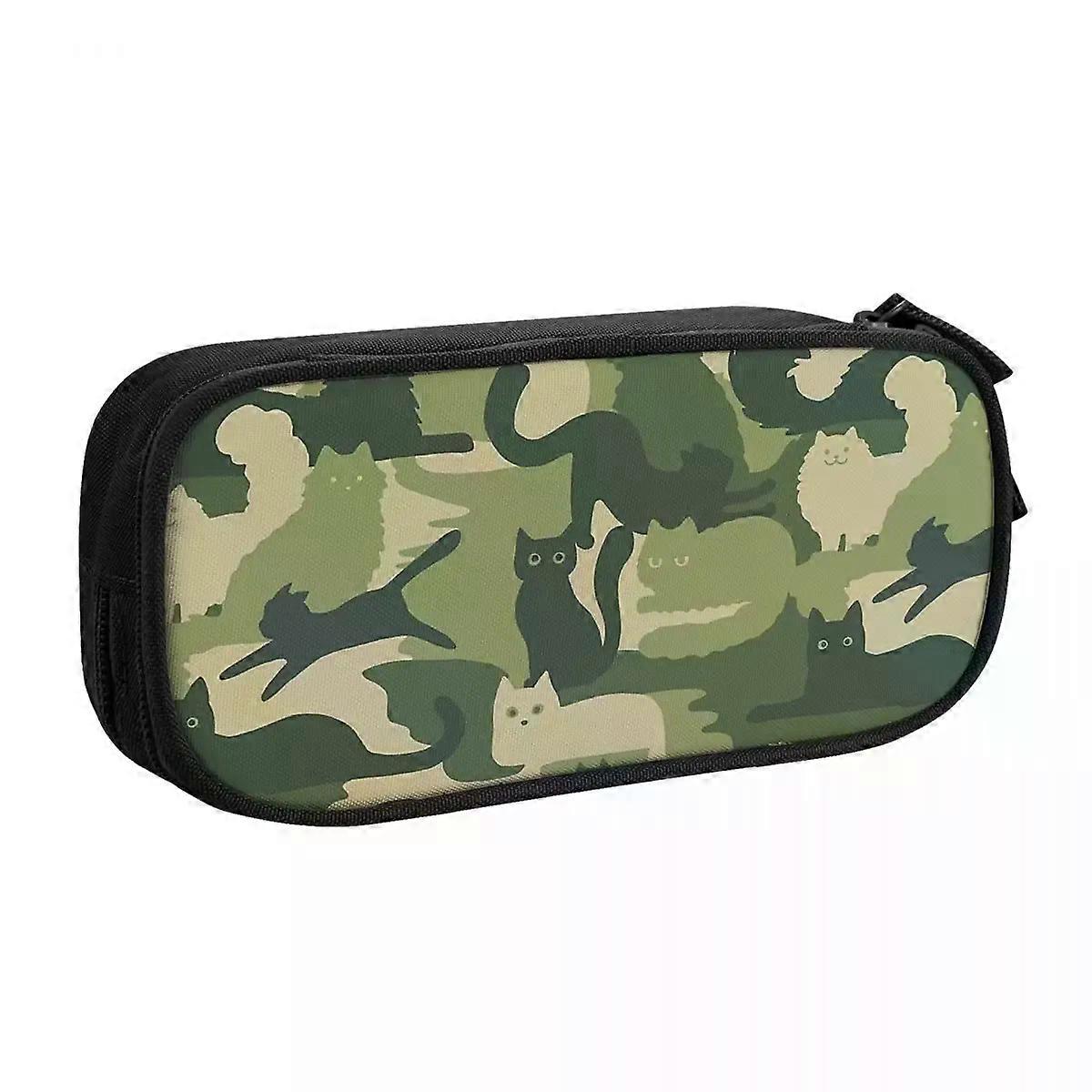 n441 نمط التمويه مع القطط التمويه مقلمة مقلمة حقائب صندوق القلم فتاة صبي سعة كبيرة الطلاب أقلام رصاص مدرسية hxqk383