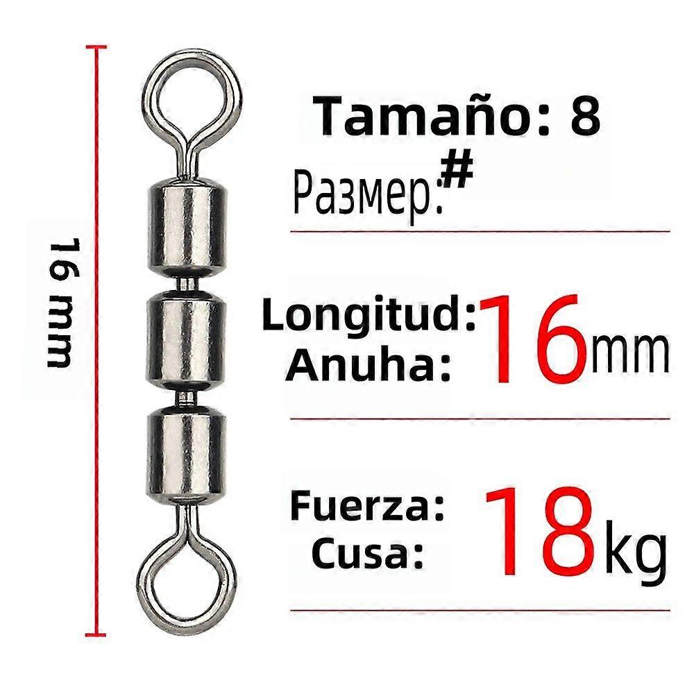 DNDYUJU 10/20pcs Stainless Steel Triple Ball Bearing Fishing Swivels High Tensile Quick Secure Connection Lightweight for Reservoir and Pool