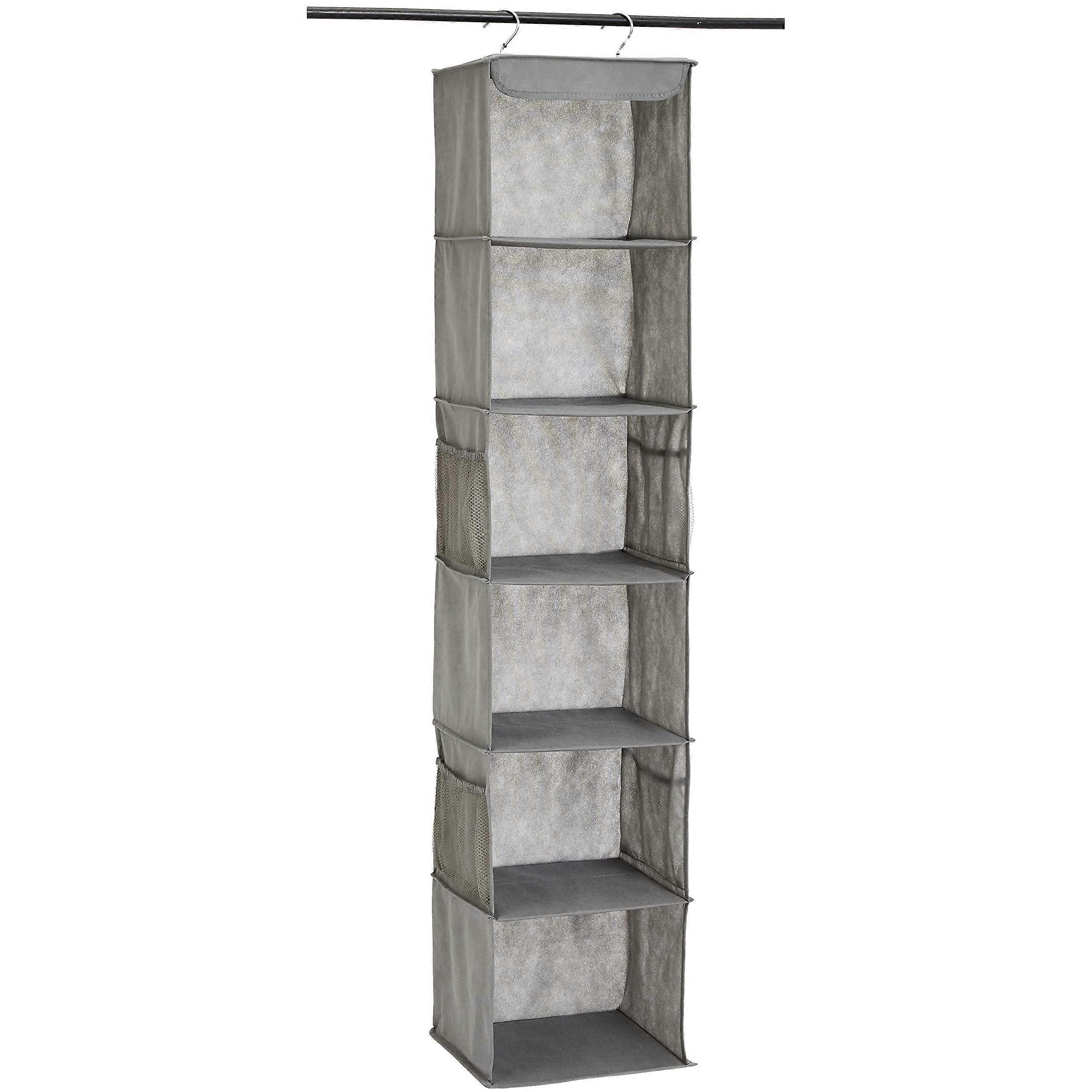 Hanging Closet Shelf Organizer Grey 8.5" D x 12" W x 9" H Fabric Storage Solution for Closet Space Management