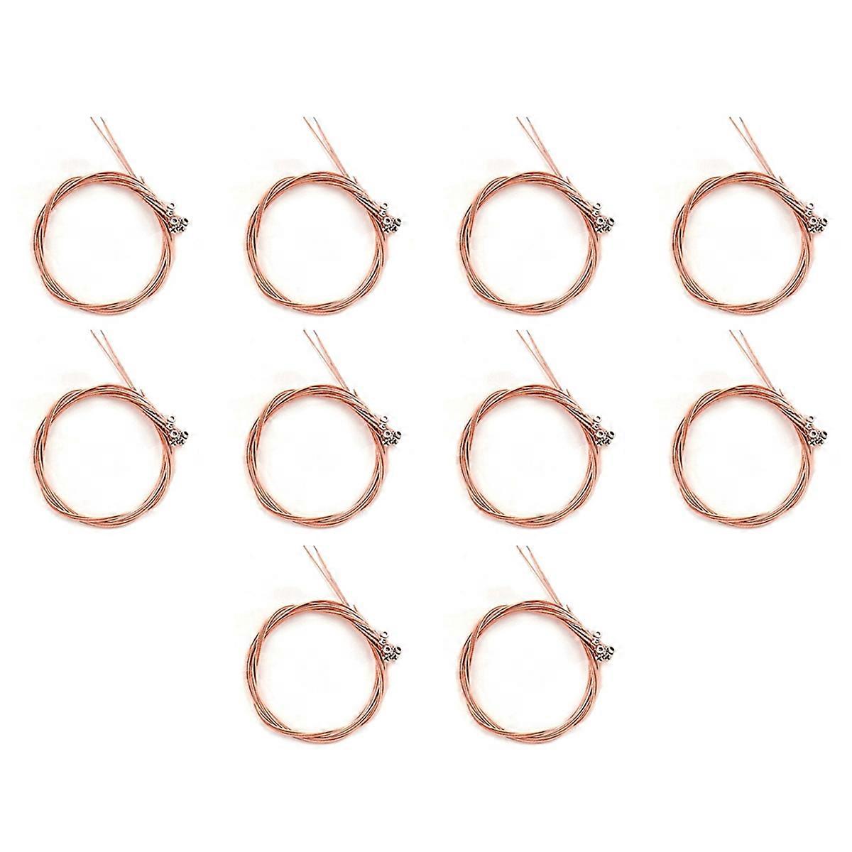 10 Sets of 6pcs Pure Copper Strings for Classical Guitar and Ukulele Strings Guitar Parts Accessories Red-Copper String