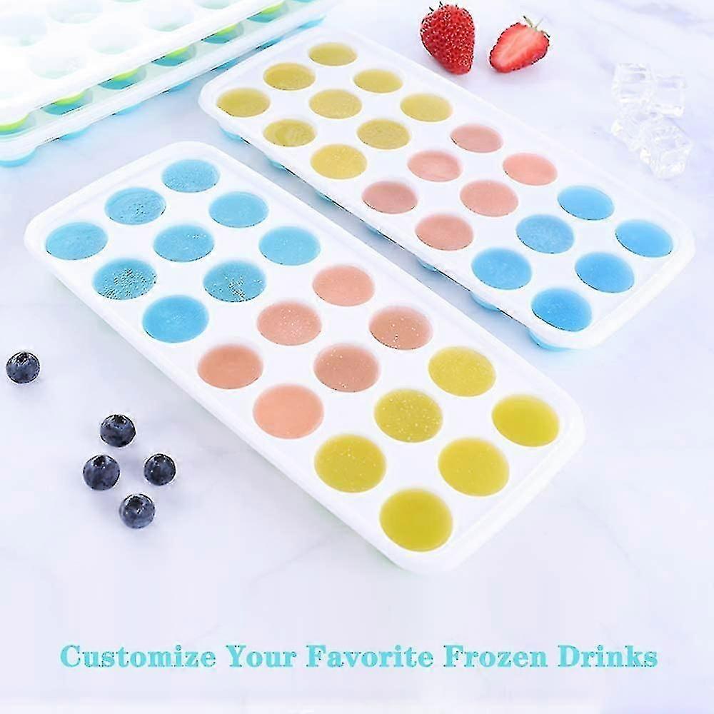 2 Pack Flexible Silicone Ice Cube Trays With Removable Lids