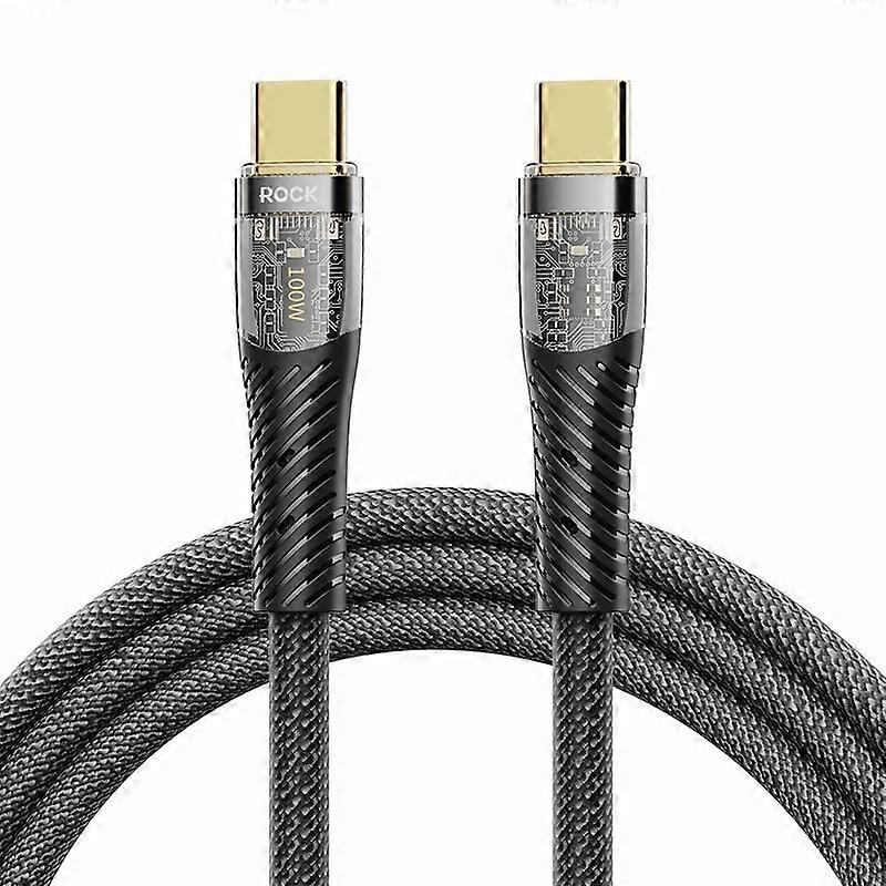ROCK Z21 100W USB-C/Type-C till USB-C/Type-C Transparent snabbladdningskabel, Längd: 1,2m Typ-C till Typ-C