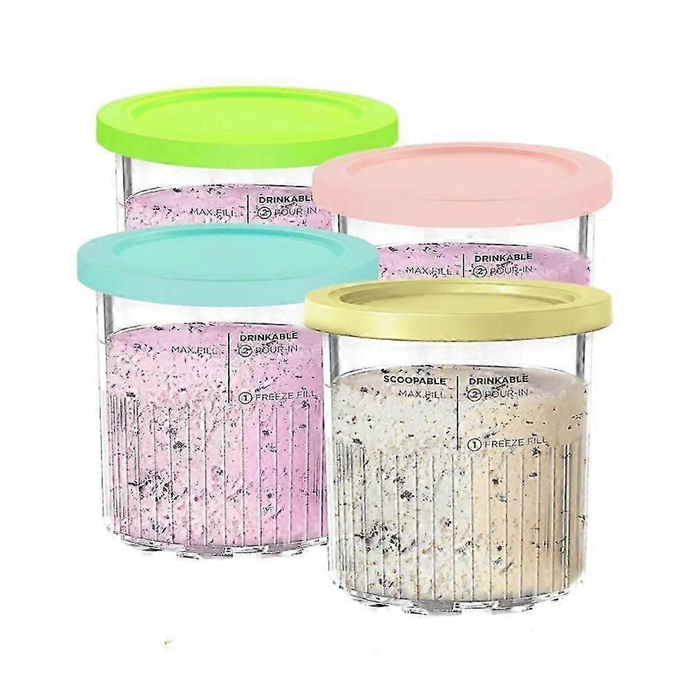 2024 For Ninja Creami Deluxe Pints And Lids, 4pcs Replacement Pints And Lids Compatible With Ninja Nc501 Nc500 Series Ice Cream Maker