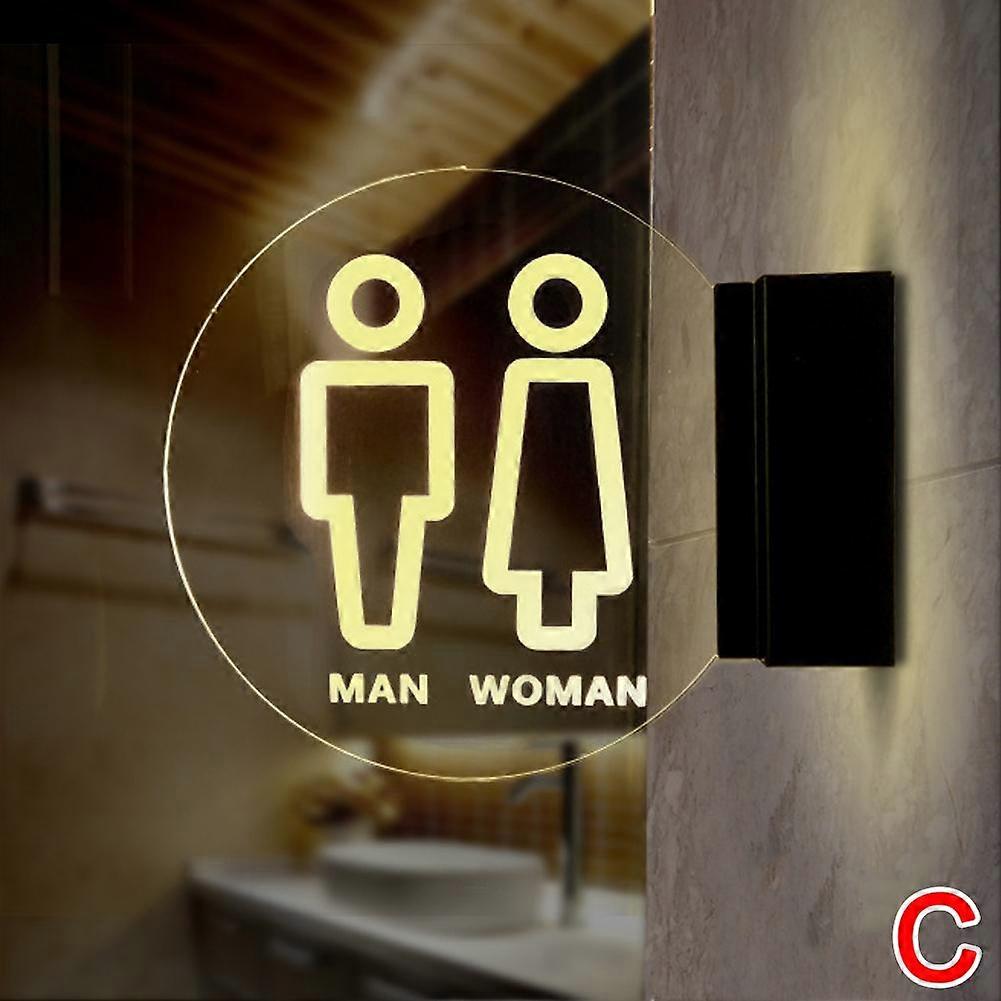 LED-WC-kyltti Vedenpitävä Seinälle Kiinnitettävä WC-kyltti Suuntanuolella Helppo Asennus Keltainen 20x20cm