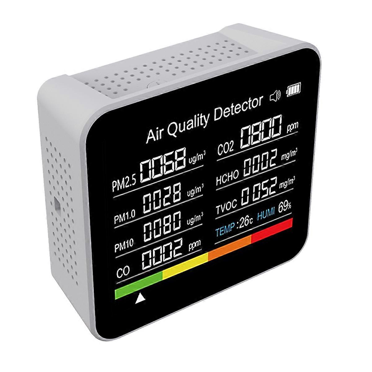 2X 9 In1 Luftqualitätsmessgerät Kohlendioxiddetektor TVOC HCHO PM2,5 PM1,0 PM10 Temperatur H