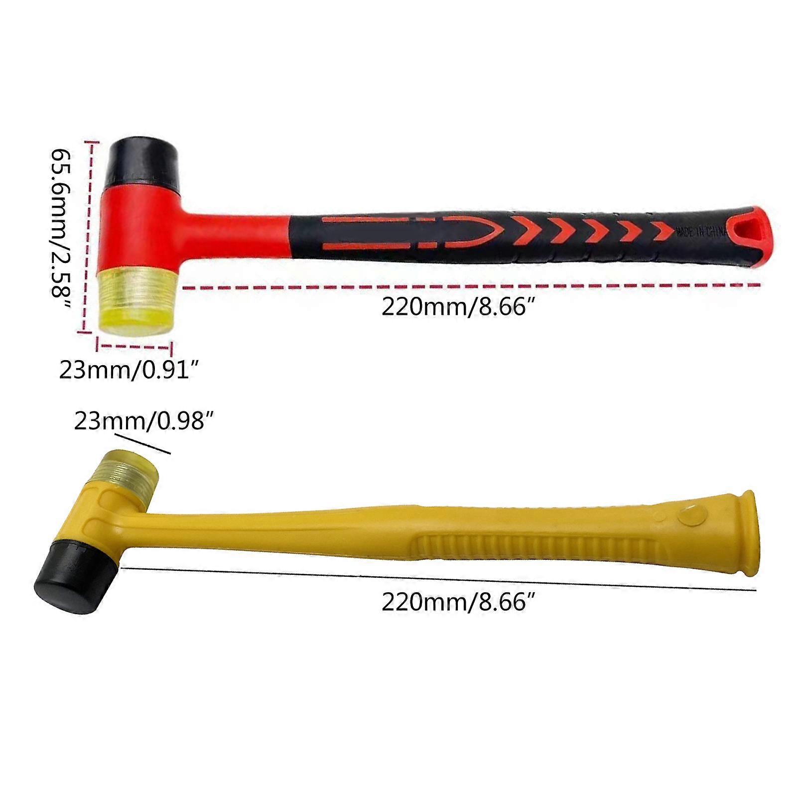 Soft Mallet Double-Faced Rubber Hammer Ergonomic Handle Rubber Hammer Hand Tool for Glazing Window & DIY Hand Tool Yellow