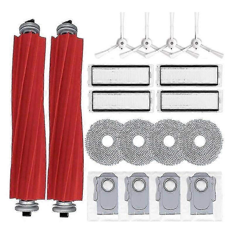 Compatible avec Roborock Q Revo/P10 : ensemble d'accessoires comprenant une brosse rotative, des serpillères, un filtre et des sacs à poussière.