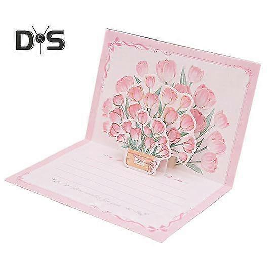 Pop-Up Greeting Card 3D Flower Bouquet Card Handmade Rose Sunflower Tulip Gift Card for Mother's Day Graduation Anniversary