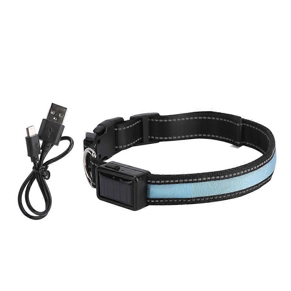 Dog Collar Solar USB Rechargeable LED Light with Flashing Nylon Material for Small and Large Pets
