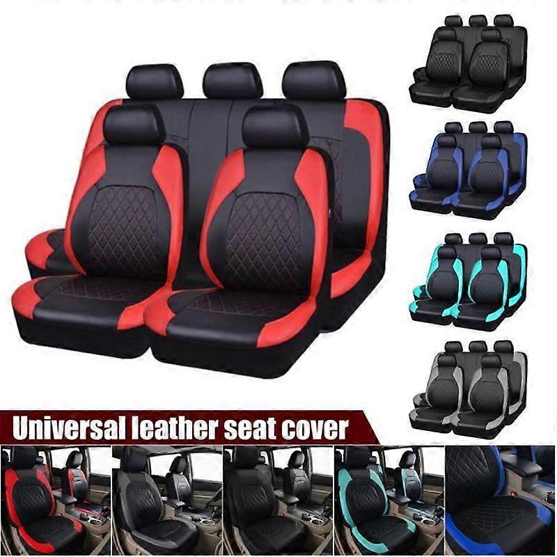 Seat Covers - MIOLOE - Full Set 9PCS - PU Leather - Universal - Red