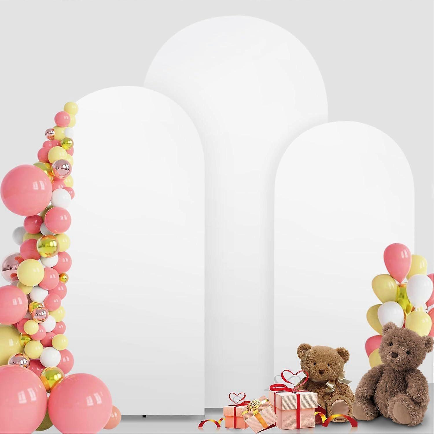 Pack Wedding Arch Cover 4ft 5ft 6ft, Double Sided High Elastic Fabric, for Photo Studio, Party, Ceremony, Banquet, White