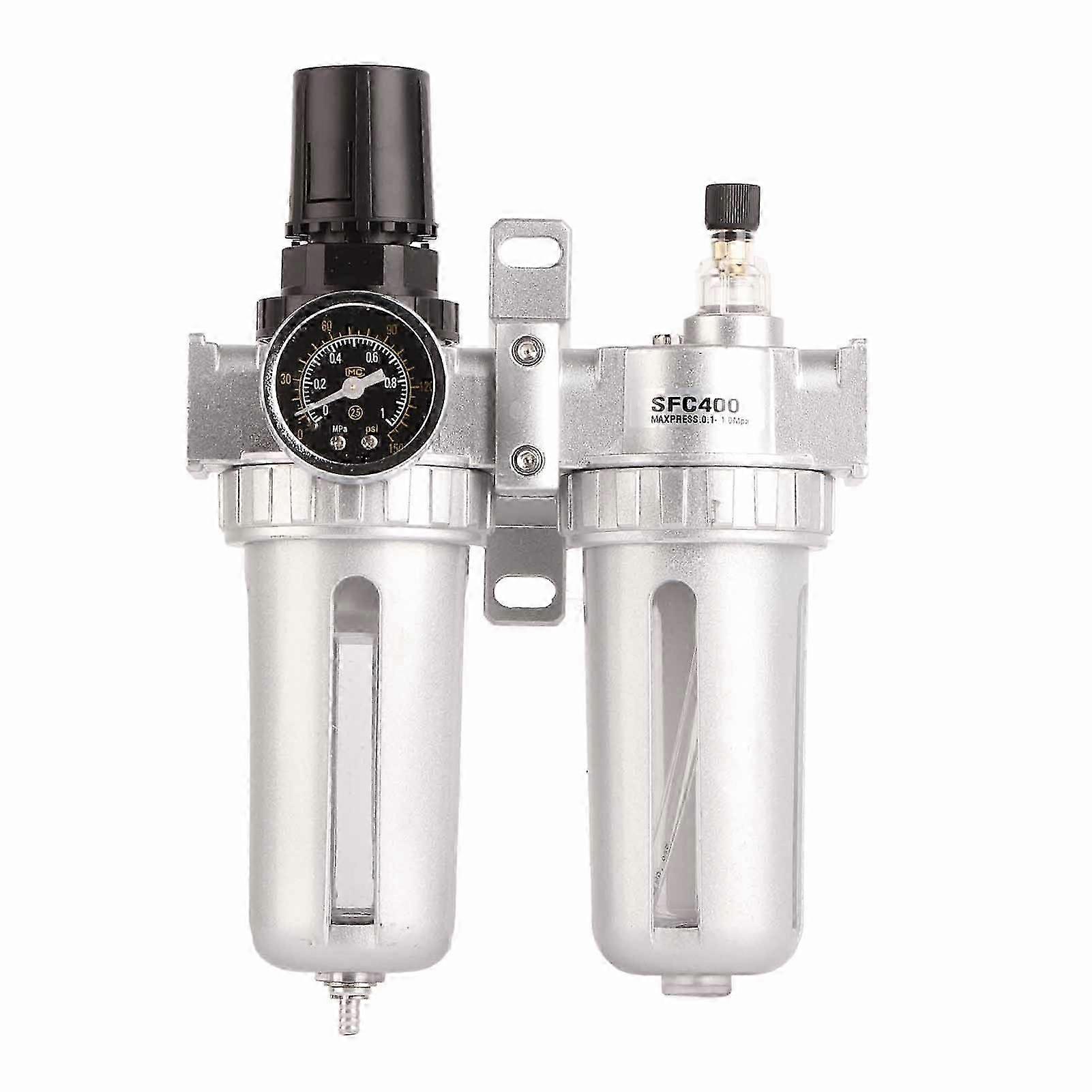 Air Filter Water Trap Set Source Processor Pressure Regulator Pneumatic Component Oil Separator SFC400 Silver