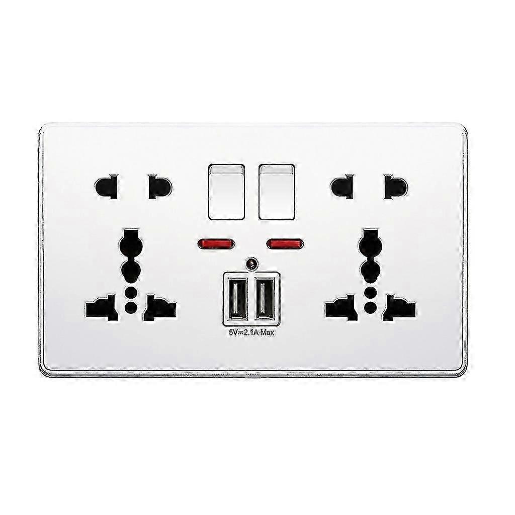 Multifunción Reino Unido 13a Botón pulsador de enchufe de pared 2.1a Puertos de carga USB dobles Tres orificios Dos orificios Home Zekai