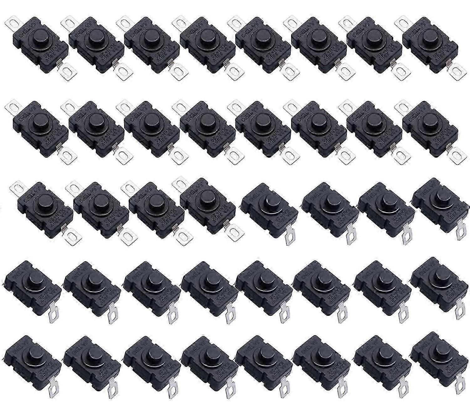 40pcs Self-locking Push Button Switch, KAN-28Flashlight Switch (20 Pcs Flat Pin with Hole + 20pcsBent Pin with Hole)