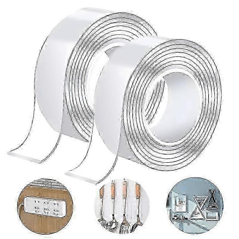 2pcs 3 meters double -sided nanote tape reusable transparent transparent