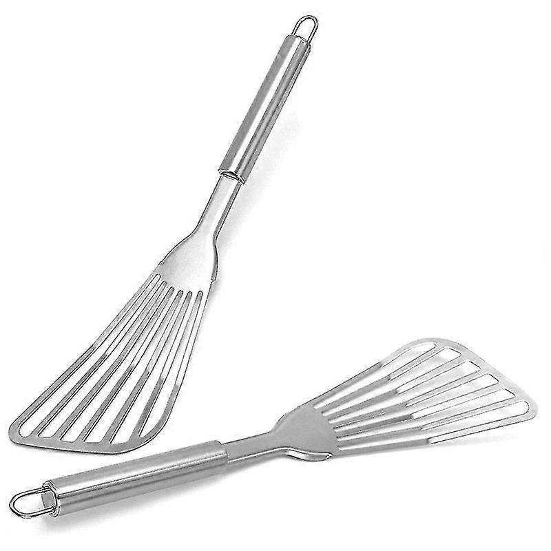 Fish Spatula, 2 Pack Stainless Steel Fish Turner 12.5 Inch Kitchen Cookie Spatula with Brushed Stai