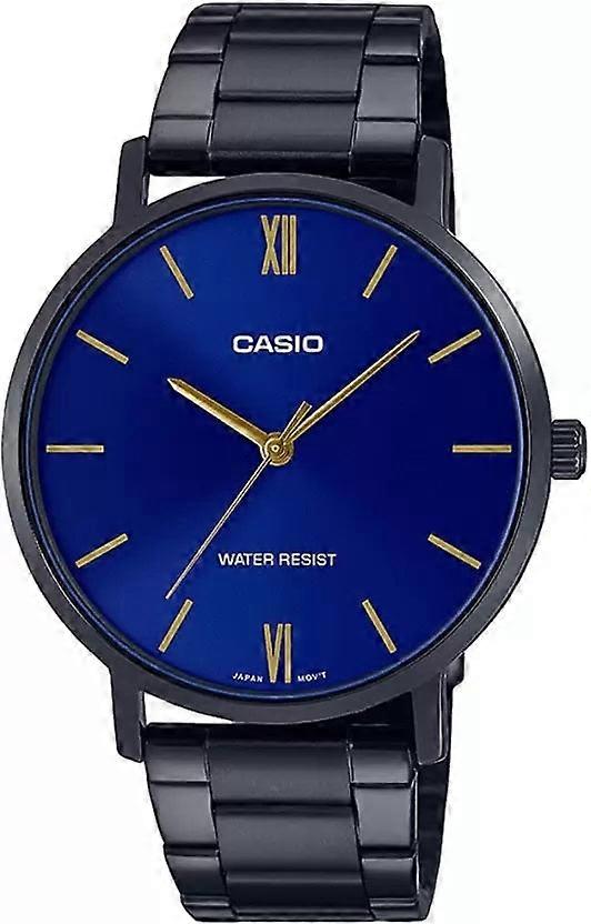 Casio Mtp-vt01b-2budf Men's Analog Watch – Blue Dial, Black Stainless Steel Band