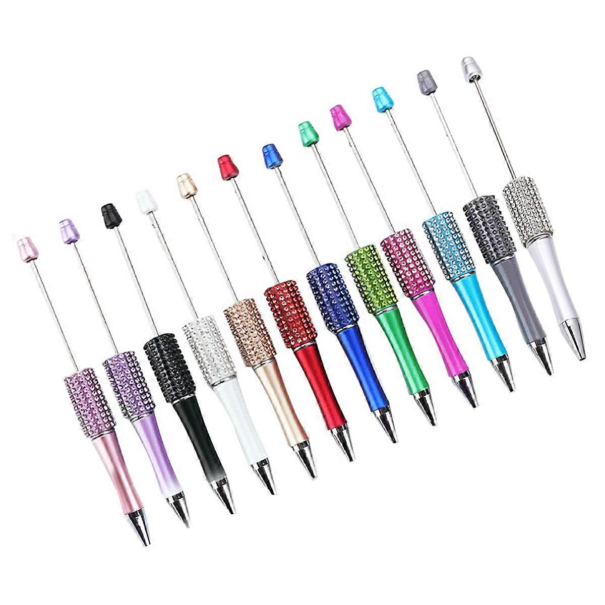 12Pcs Diamond Beaded Pen DIY Colorful Beadable Ballpoint Pens