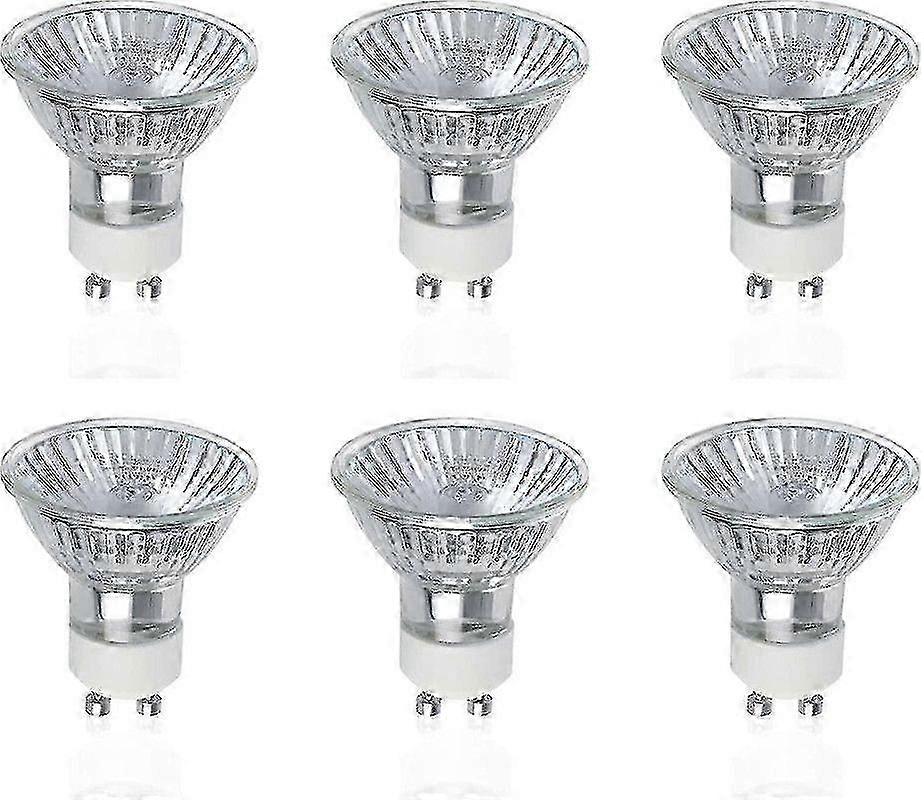 لمبات الهالوجين Gu10 ، عبوة من 6 مصابيح هالوجين موضعية 50 واط Gu10 ، تيار متردد 220 فولت -240 فولت ، 700 لومن ، زاوية 40 شعاع ، أبيض دافئ 2800 كيلو ، طريق سريع قابل للتعتيم