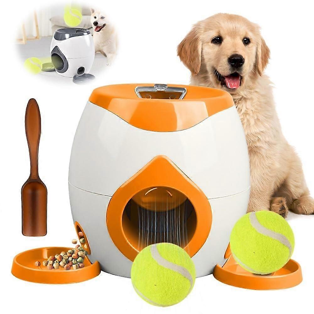 2025 Dog Tennis Throwing Machine Automatic Ball Launcher for Interactive Training with Food Rewards Orange