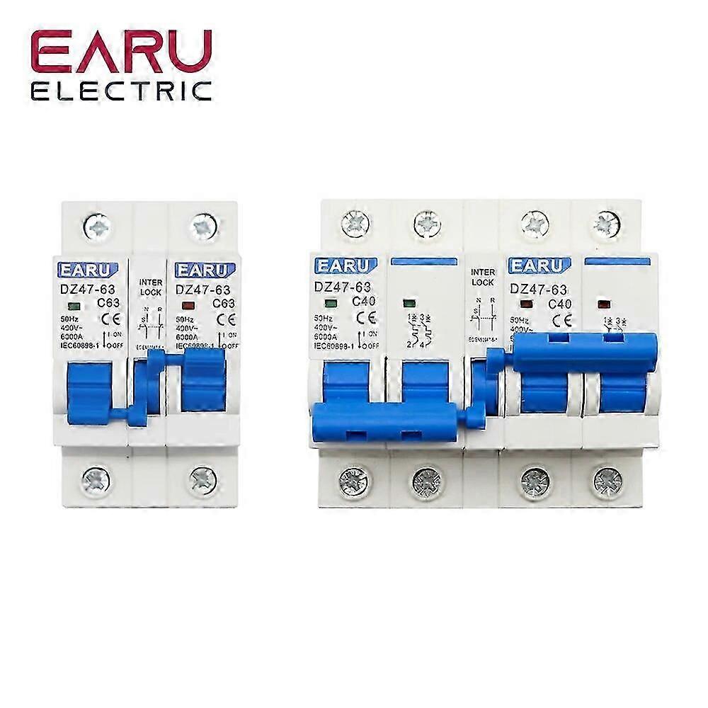 1P+1P 2P+2P MTS AC Dual Power Manual Transfer Interlock Circuit Breaker Din Rail Isolating Discounnecting Switch MCB 40A 63A