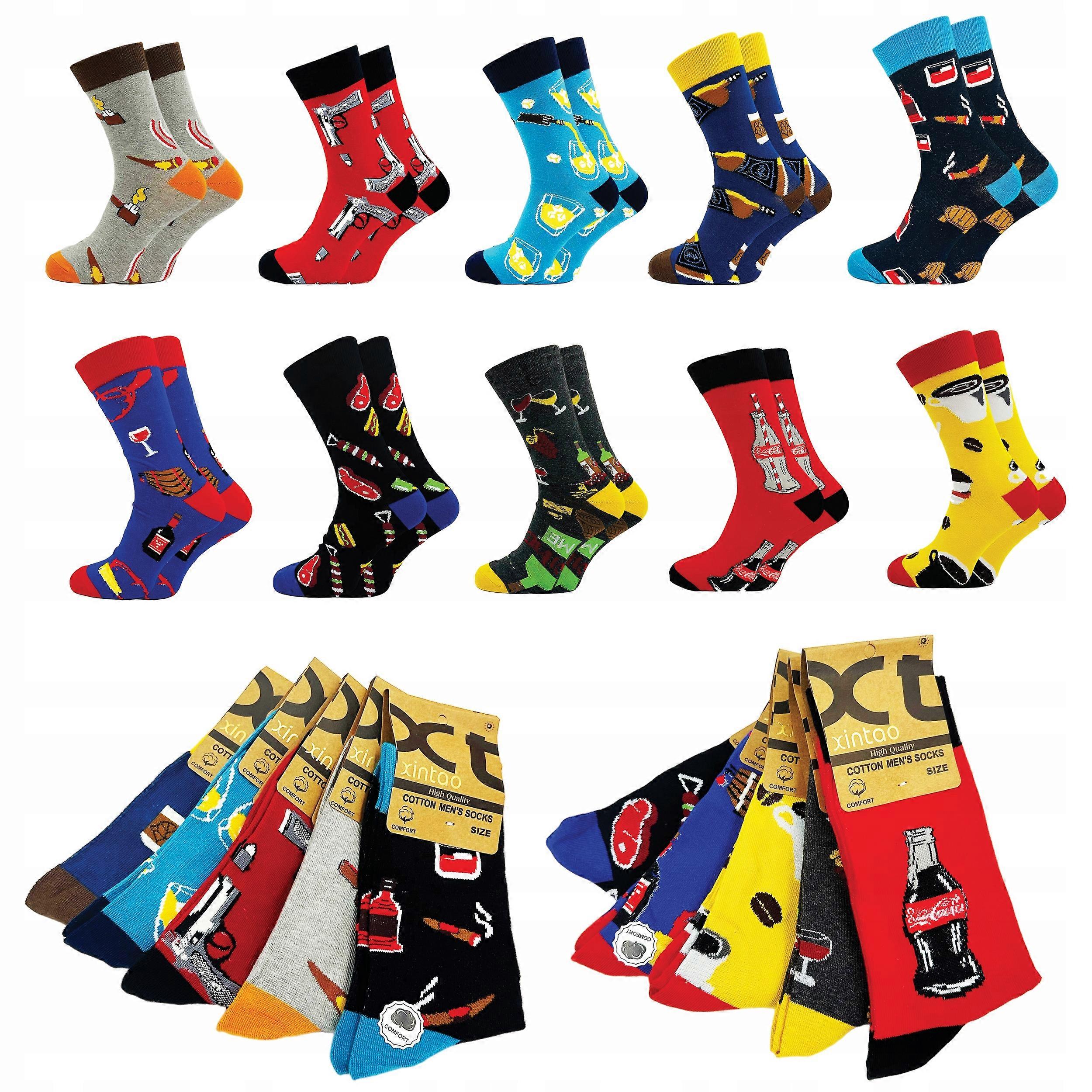 10 أزواج من الجوارب الرجالية مضحكة القطن الجوارب العالية 43-46 قطن