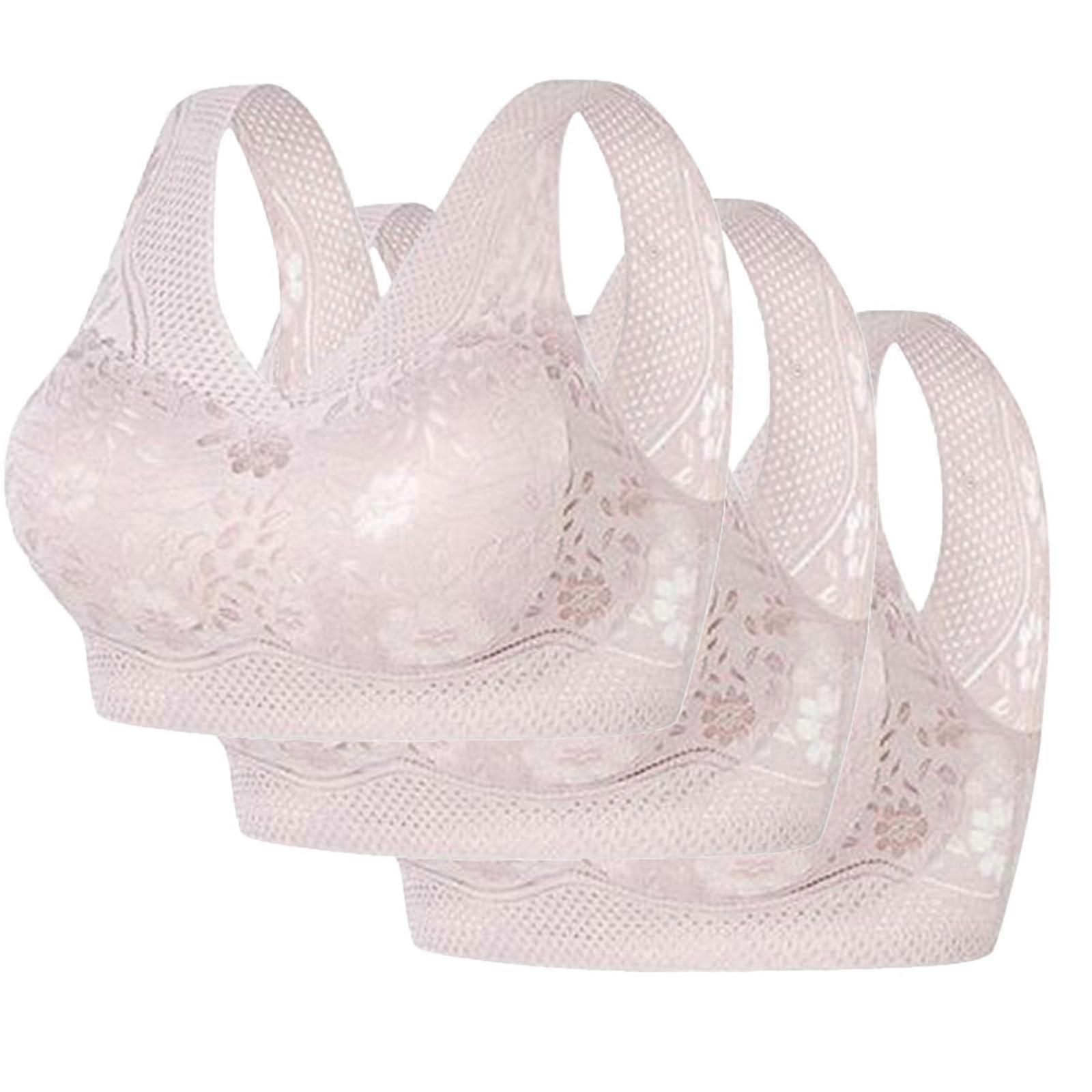 Lace Wireless Bra for Women Full Coverage Adjustable Straps Soft Cup Comfortable Pack of 3